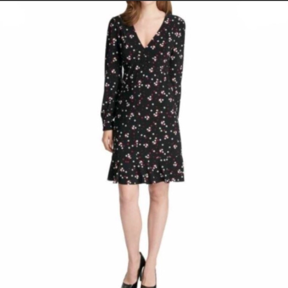 Tommy Hilfiger Jersey Knit Floral Dress 14 V-neck